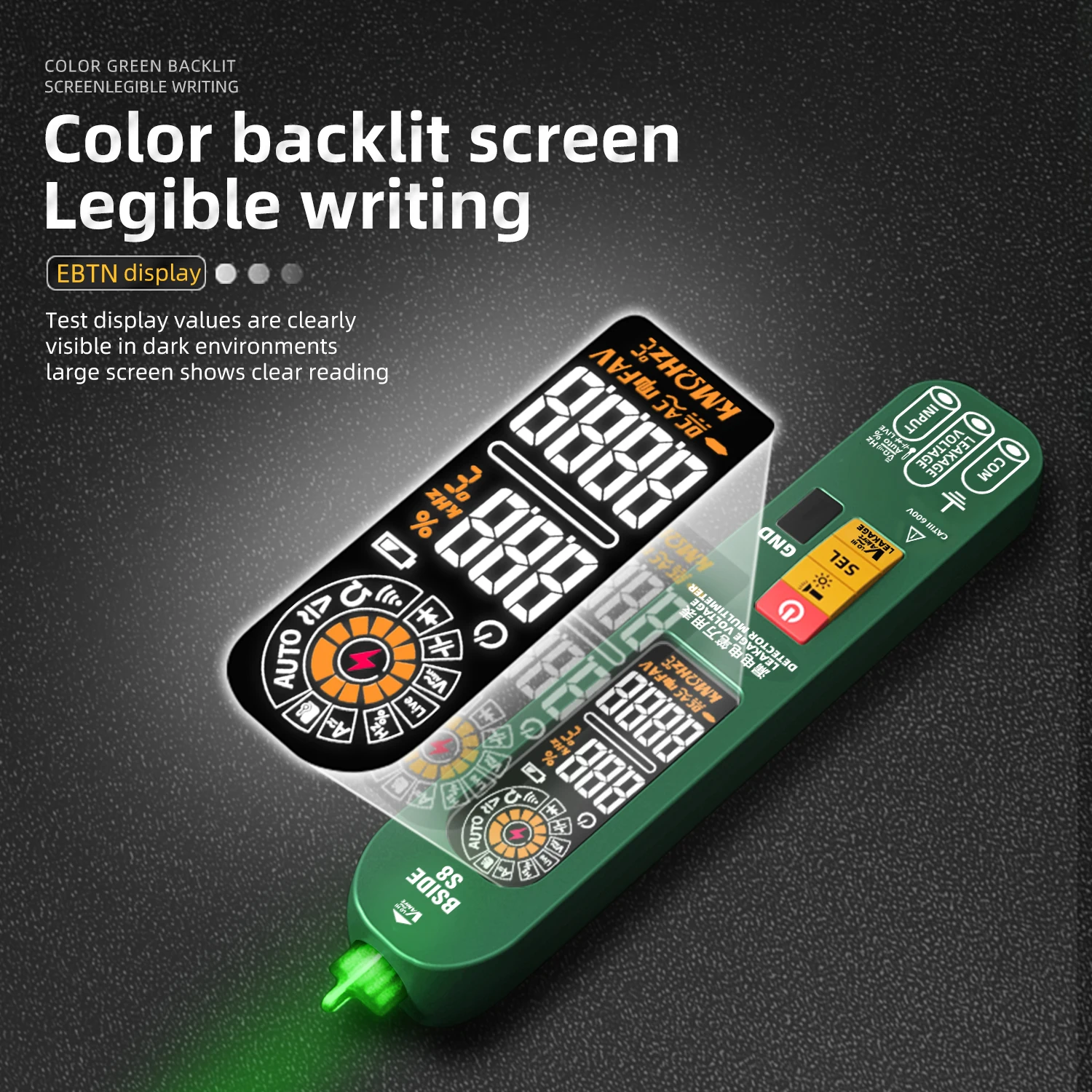 Voltage Tester Pen Type Multimeter Digital Professional 6000 Non-Contact Detection Leakage AC/DC Voltage Ohm meter Tool BSIDE S8