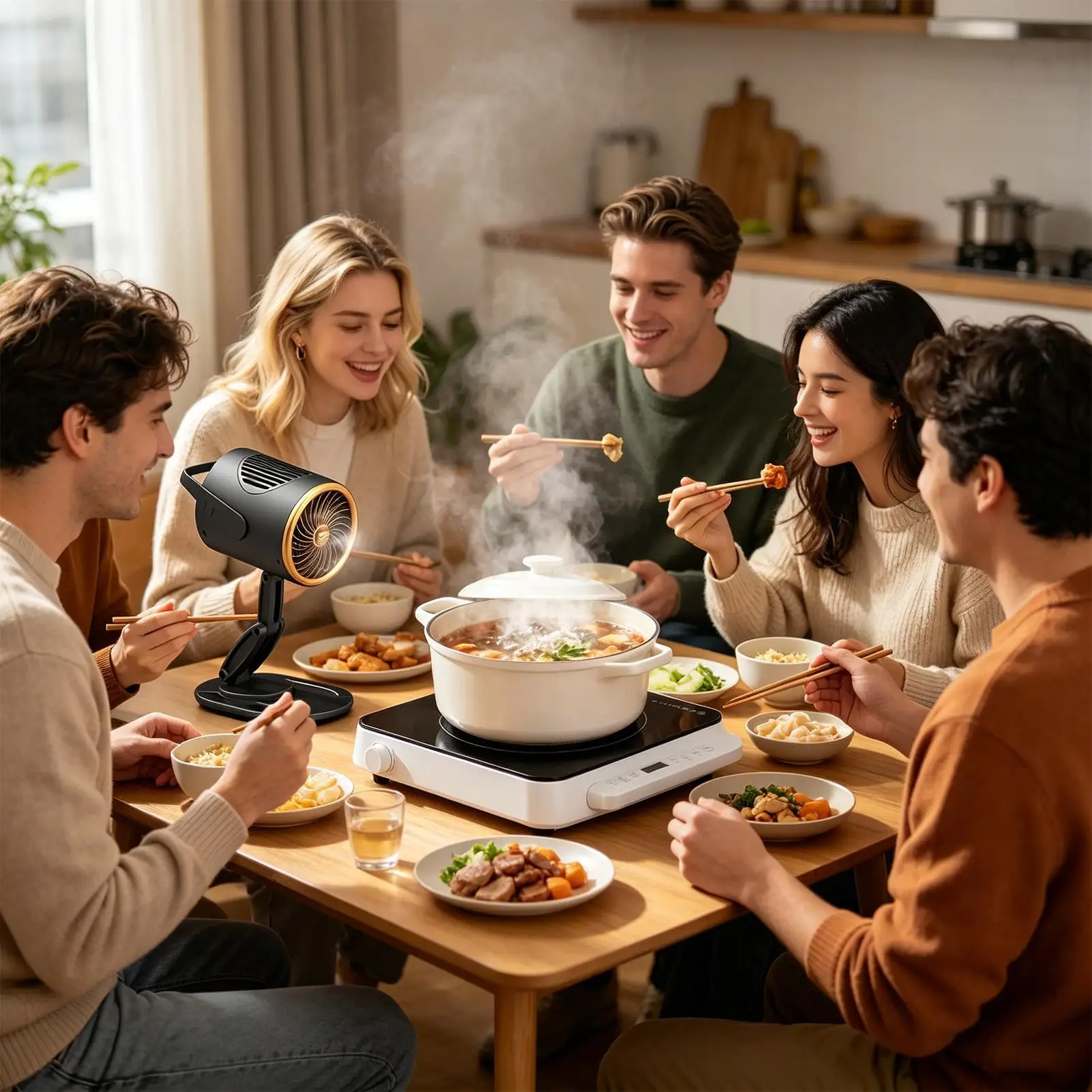 

Portable Range Hood 3-Speed Rechargeable Low Noise Desktop Extractor Desktop Range Hood With Adjustable Stand For Indoor Outdoor