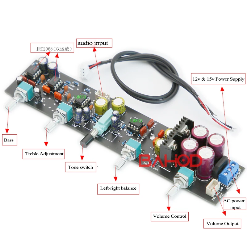 BAHOD A6 Audio Preamp tone board Replica Maranz circuit With Treble Bass Balance Adjustment