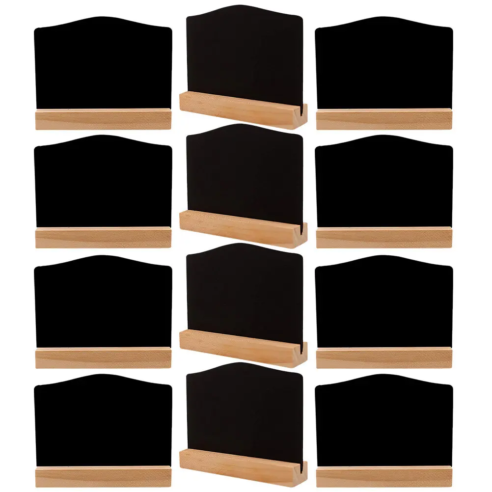 12Pcs Mini Chalkboards Wood Bases For Price Display Signs Home Decore Double Sided Erasable Small Rectangle