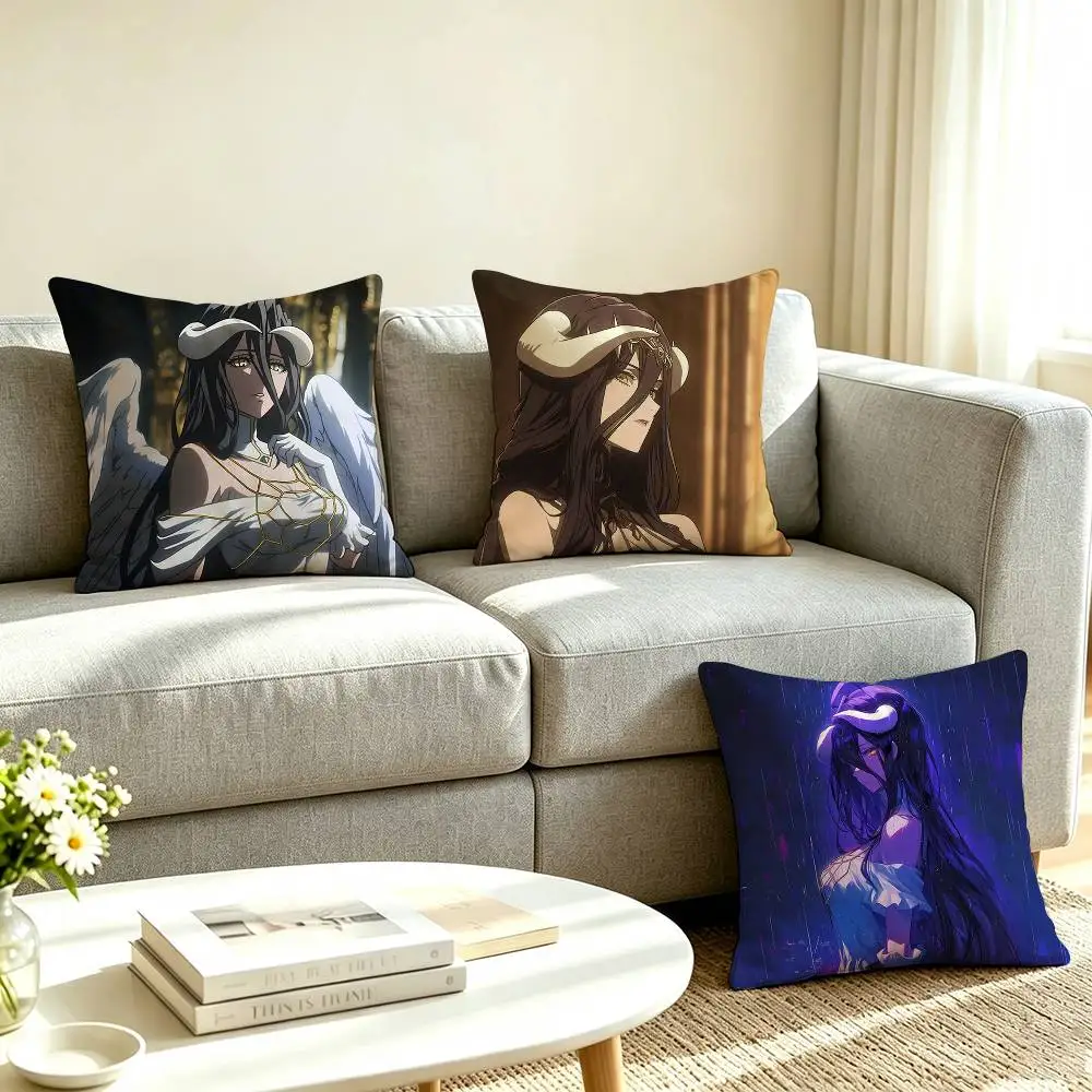 O-Overlord Albedo Anime  Pillow Case Square Double-Sided Sofa Cushion Cover Bedroom Bedside Pillow