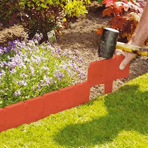 10pcs Garden Edging Set 9.84x9.06Inch Plastic Imitation Stone Landscape Border DIY Lightweight Easy Installation for Landscaping