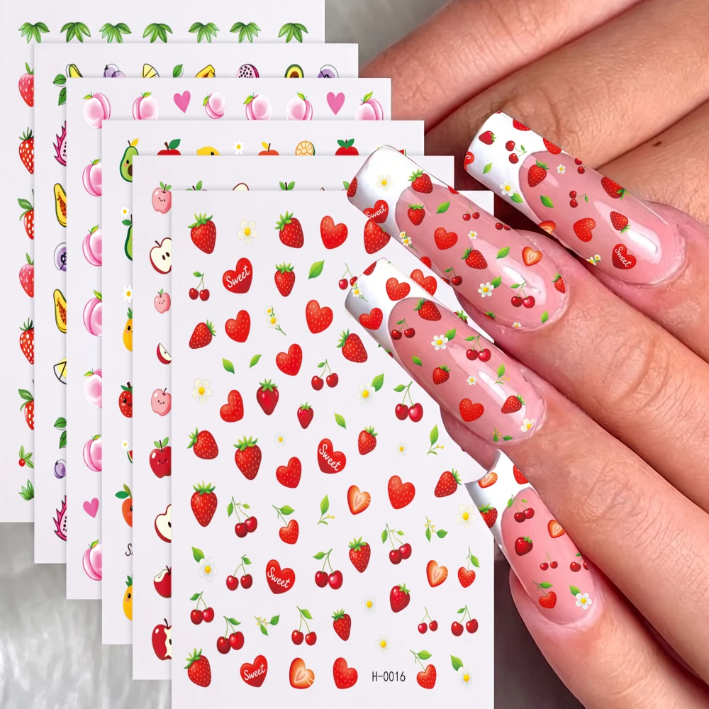 6 шт. наклеек для ногтей с изо – обзор и цена Nail Art Strawberry