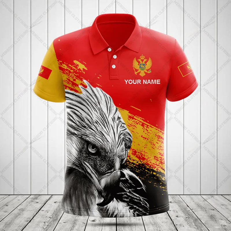 Custom Name Montenegro Symbol Graphic Polo Shirt Summer Casual E-Sports Jersey Loose Oversized Short Sleeve Tops Streetwear