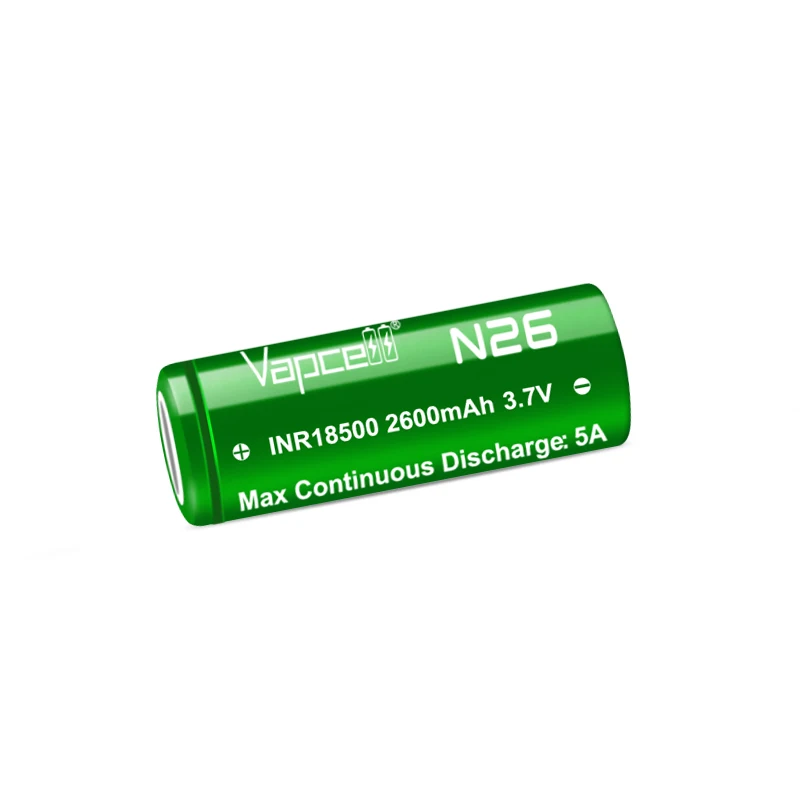 High Capacity Original Vapcell N26 INR 18500 Battery 2600mah 5A 3.7V VS N24 Cell Rechargeable Li-ion Battery For Camera Toys