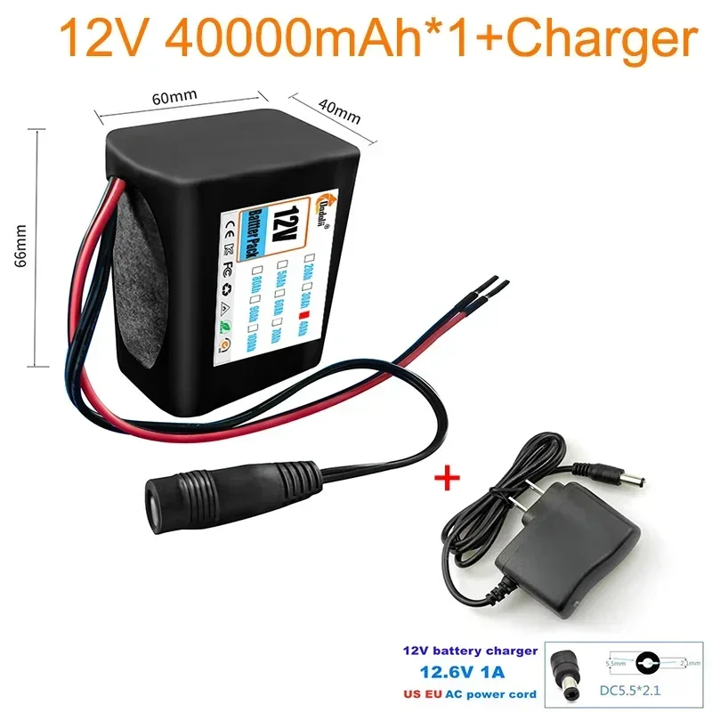 Wholesale price 12V 3S2P 40000mah battery Rechargeable Lithium Ion battery pack capacity DC 12v 40Ah CCTV Cam Monitor