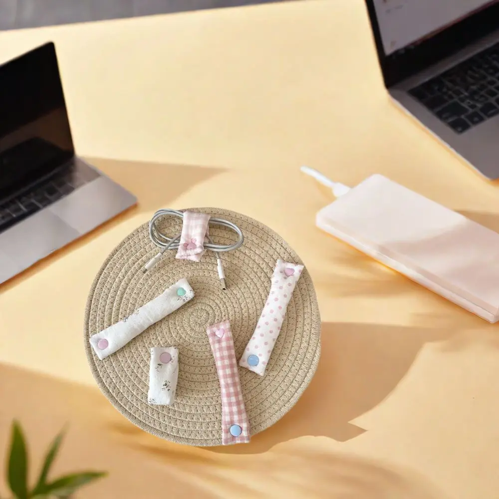 Flower Pattern Data Cable Management Cloth Reusable Cable Fixing Straps Cute Removable Data Cable Storage Tape Earphone Cable