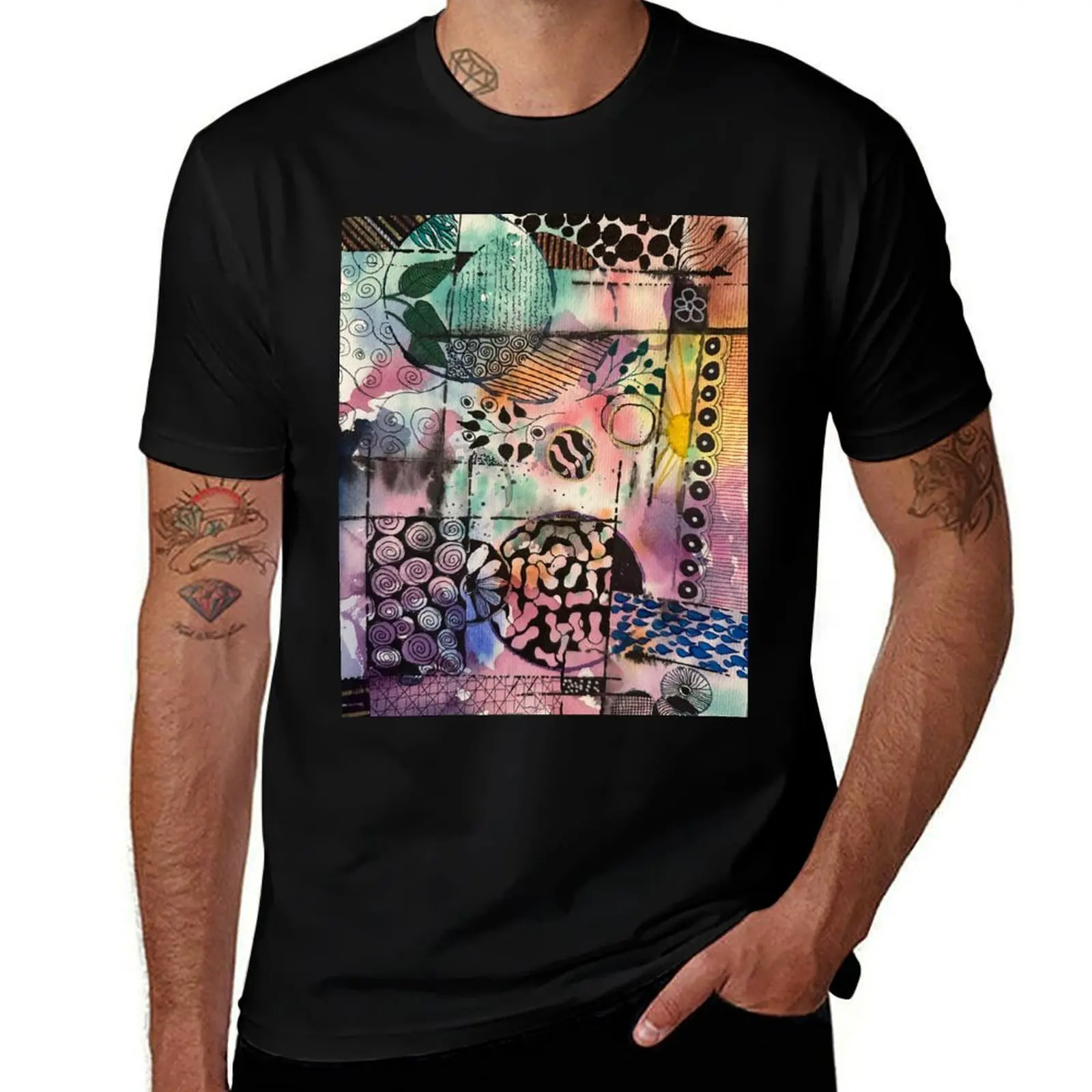 

watercolor and ink chaos T-Shirt graphic t shirt vintage anime clothes mens vintage t shirts