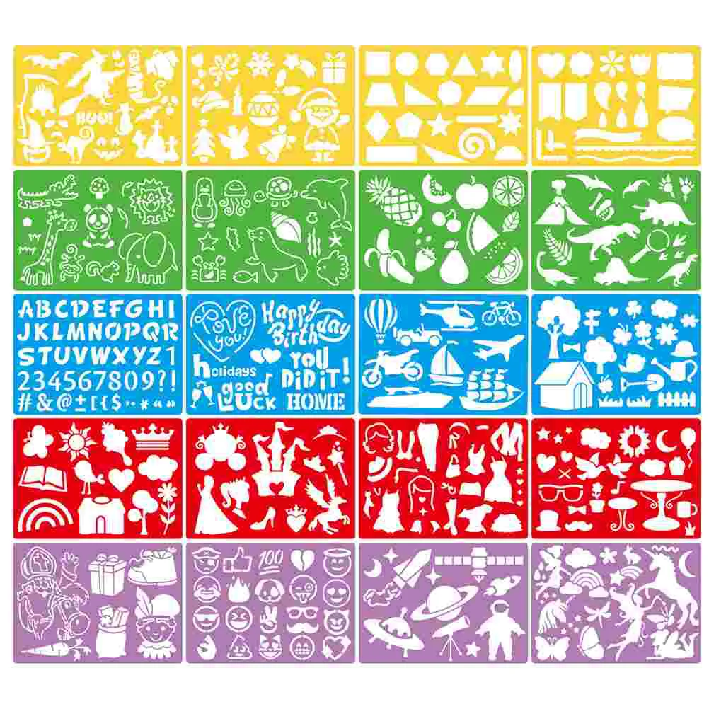 

20 Pcs Floor Painting Stencil Number Drawing Templates English Letters Stencils