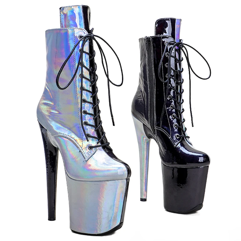 Leecabe 20cm/8inches  shiny PU mix color upper Trendy Fashion platform High Heel party stripper heel Pole Dance boots