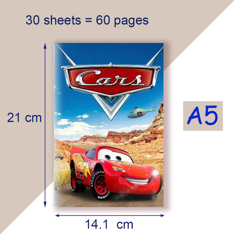 Carnet de notes à fil A5, voitures Disney Pixar, jouets, Luigi, foudre, McQueen, Mater, véhicule, sher240