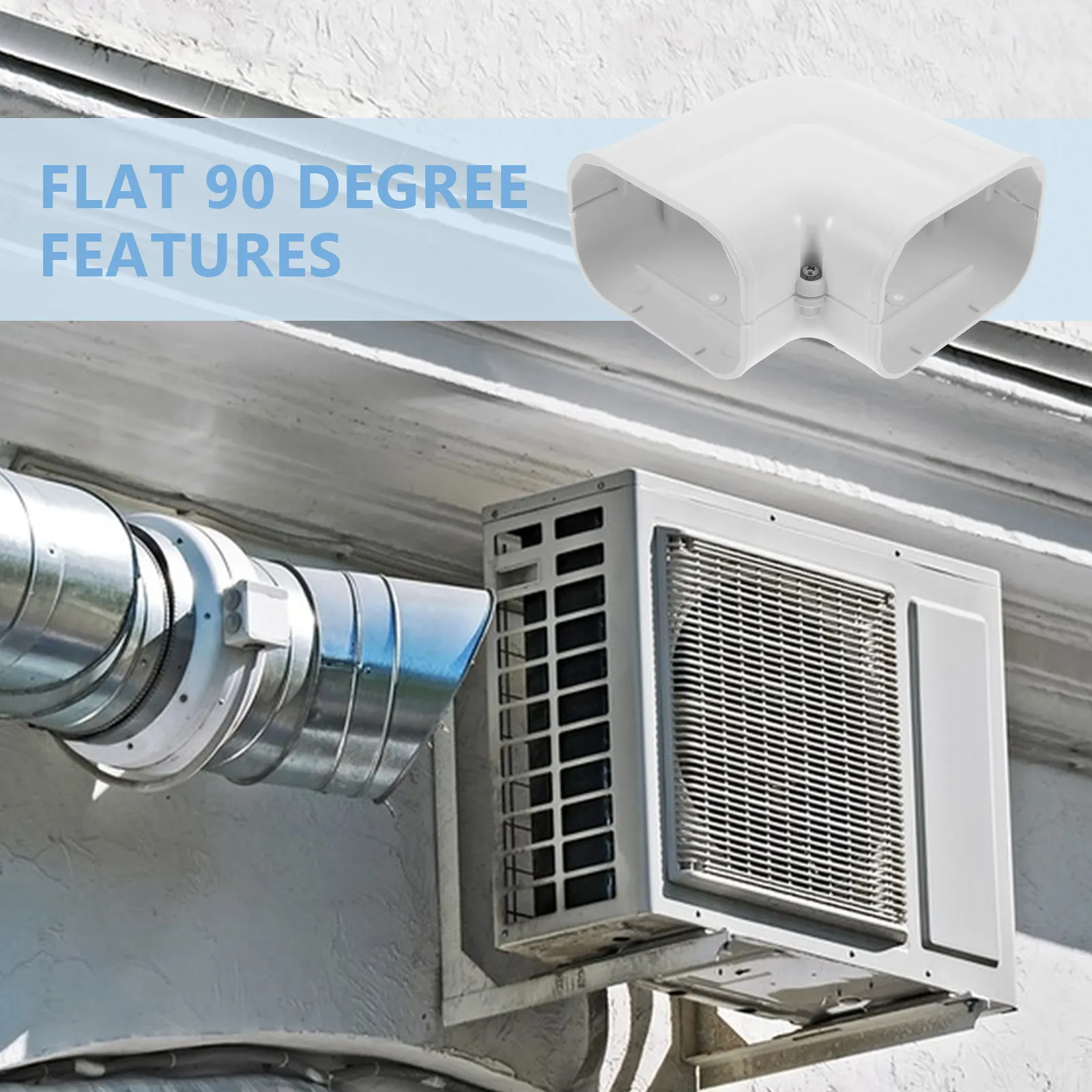 Air Conditioner 90 Degree Flat Duct Cover Decorative PVC Tubing Cover Hides External Ac Refrigeration Pipes Neatly