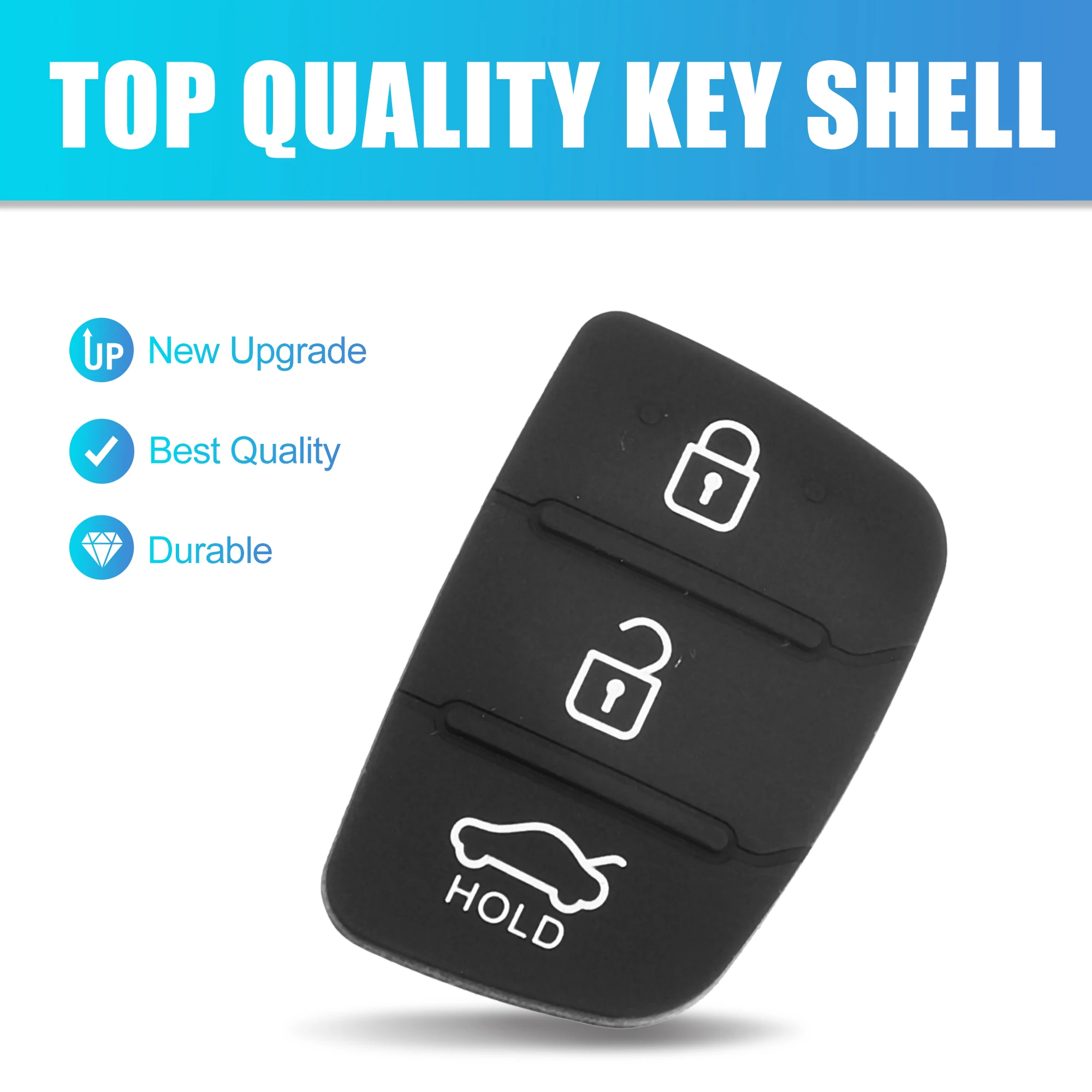 X Autohaux Car 3 Button Remote Key Fob Case Shell Insert Rubber Pad Keypad Cover Tools Fit for Hyundai Replacement Accessories