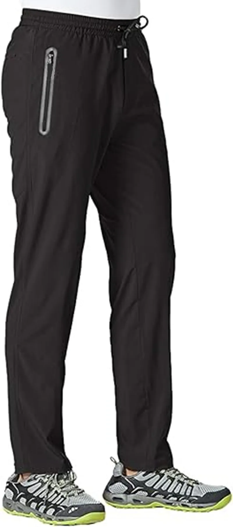 Herren Schnelltrocknende Leichte Sporthose Elastischer Bund Reißverschlusstaschen Atmungsaktive Freizeithose Für Laufen Fitness Wandern – Detail 5