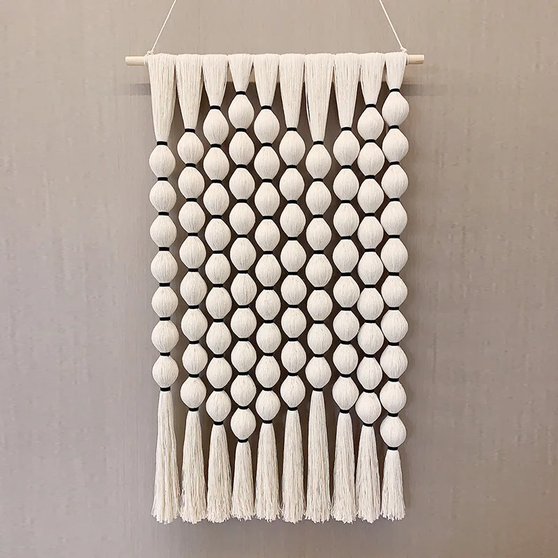 Handwoven Bohemian Wall Decorative Tapestry All White Home Hotel Tassel Wall Hanging