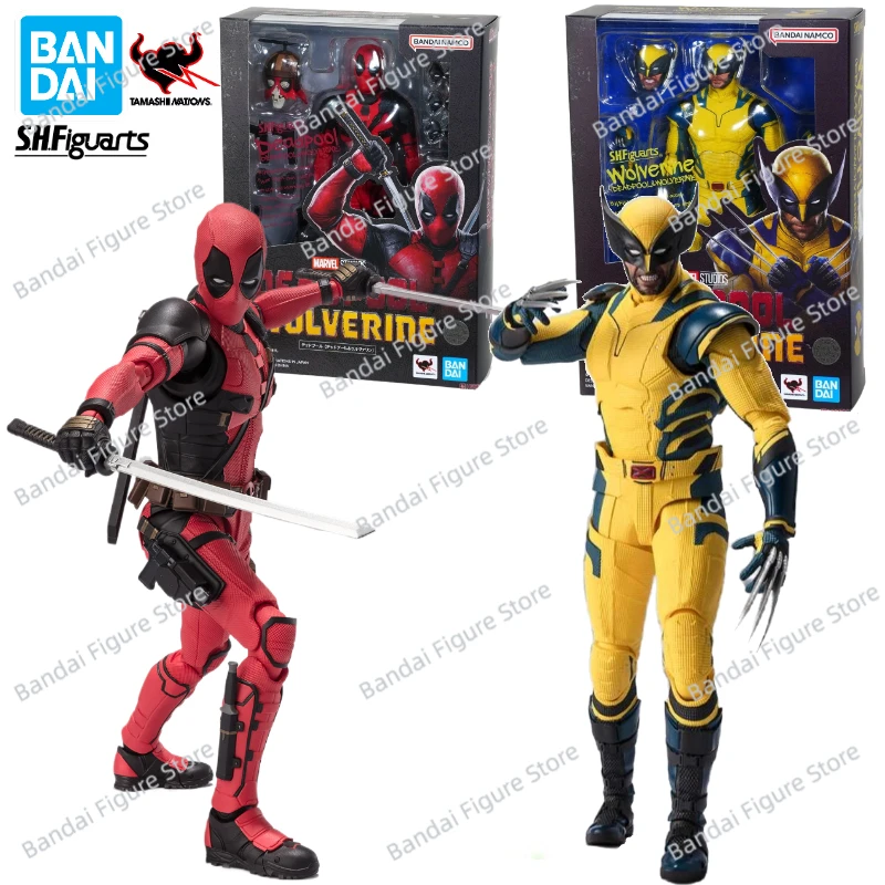 In Stock Bandai S.H.Figuarts SHF Deadpool Wolverine Movie Version Animation Action Figure Toy Gift Model Collection Hobby