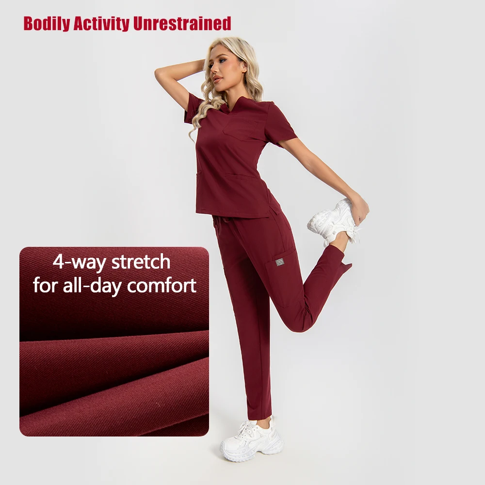 KUNGFU SCRUBS Krankenschwesteruniform, Damen-Peelings-Set, Weichheit, Anti-Falten, medizinische Uniform, antibakterielles OP-Kittel