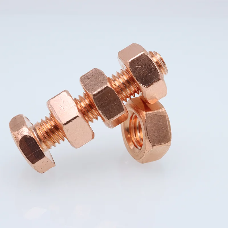 T2 Copper Hex Nut M3 M4 M5 M6 M8 M10 M12-M20 High Temperature Conductive Conduction Heat Transfer Hexangon Nuts for Screw Bolt