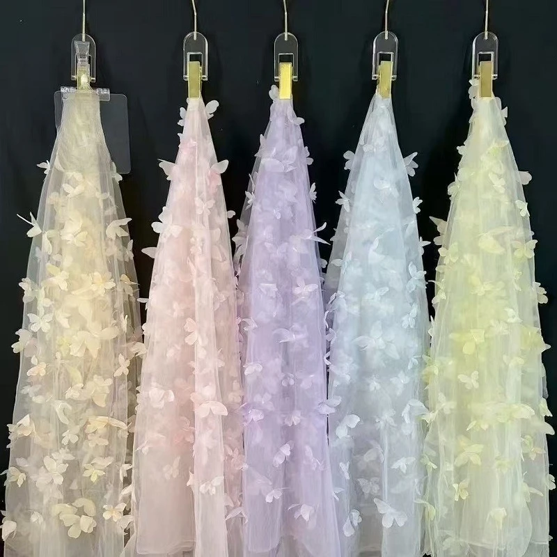 2 Yards Five Color Options, Three-dimensional Butterfly Mesh Embroidery Lace Decal Fabric DIY Clothing Decoration Accessories