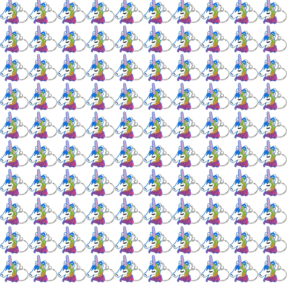 100 قطعة سلاسل المفاتيح يونيكورن لطيف للنساء الفتيات مفتاح الملحقات لحقيبة اليد الديكور كأس قلادة لطيف يونيكورن كيرينغ الهدايا #3