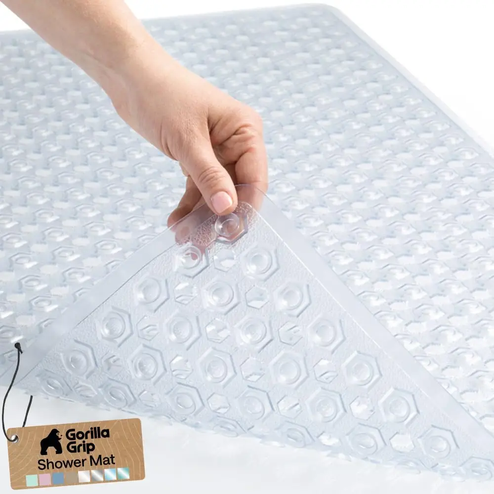 

Non-Slip Bathtub Mat with Suction Cups, Machine Washable, Clear 35x16 Inch, Soft on Feet for Bathroom Safety