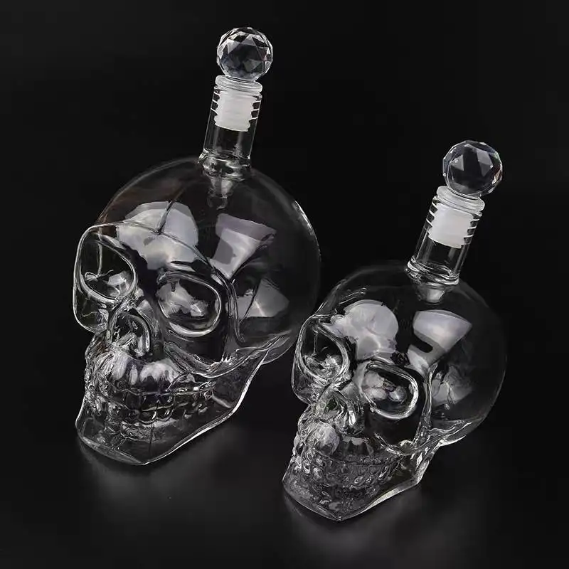 Juego de decantadores de calavera con forma de Calavera, copas de vino y Vodka, decantadores de botellas para licor, Alcohol, whisky, Ron escocés, dispensador de Tequila para hombres