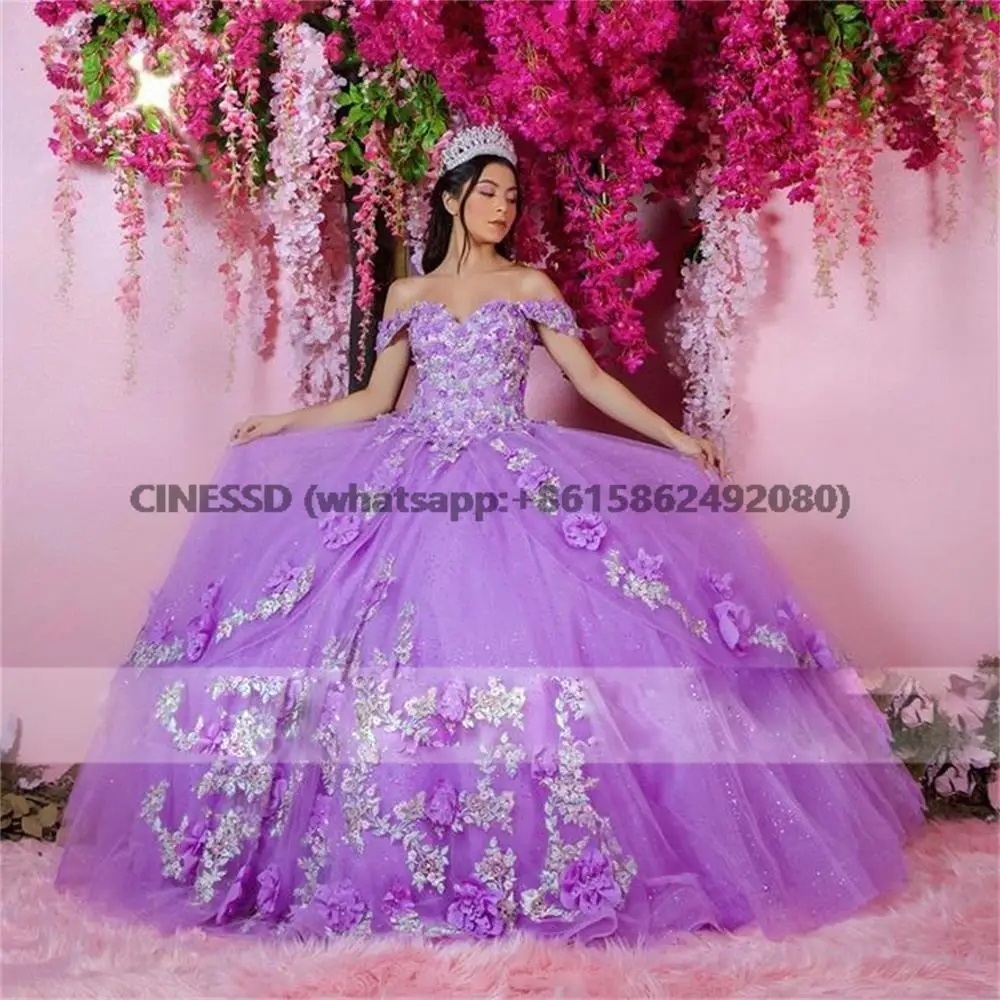 Lichtpaarse Prinses Quinceanera Jurk Gezwollen Baljurk Sweet 15 16 Jurk Afstudeerjurken Vestidos De 15 Años