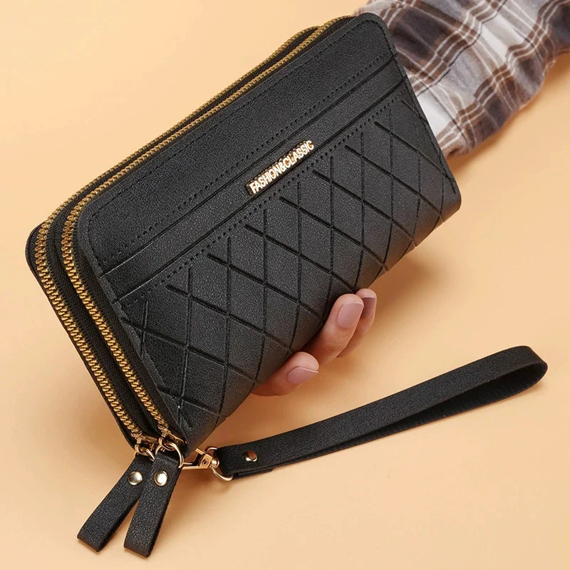 Simple Retro Double Zipper Long Wallet for Women Female Purses Coin Purse Card Holder Girl Fashion Large Capacity Wallet