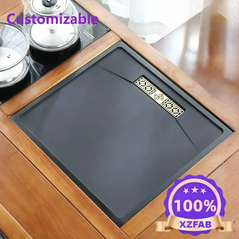 Factory Direct 2026 Wujinshi tea tray size tea table accessories embedded household whole cover tea table leaking board