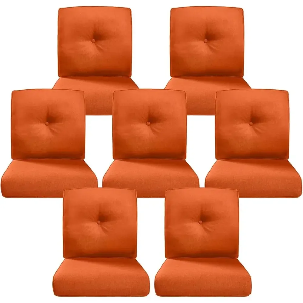 Thick Outdoor Cushion Set - 22x24 Inch, Water-Resistant, Removable Covers for Patio Furniture or Swing - Orange