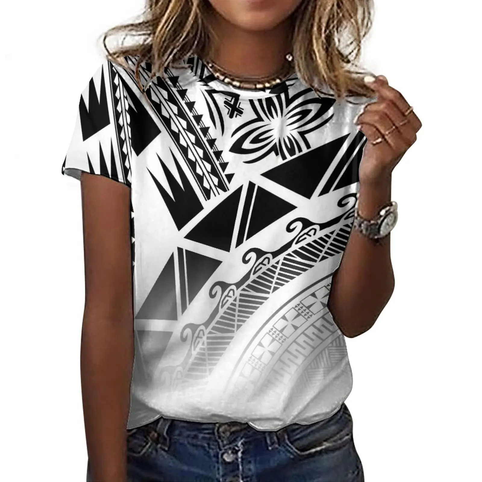 

Summer Plus-Size Short-Sleeved T-Shirts Elegant ure cotton Shirts Fiji O Neck T-Shirts Polynesian Custom-Made Plus-Size Shirt