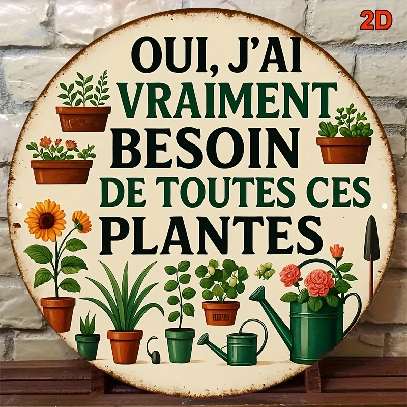 20CM 1PCS 2D Retro French Plants Flowers Greenhouse Balcony Wooden Disc Furniture Hanging Wall Decoration Farmhouse Decoration