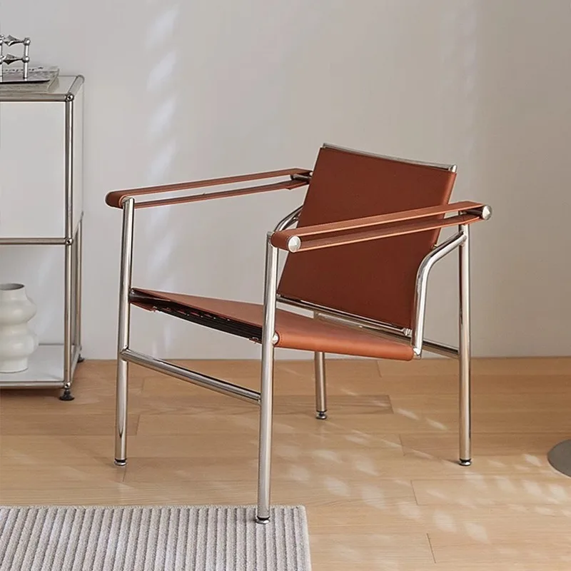 Modern medieval stainless steel tube leisure recliner