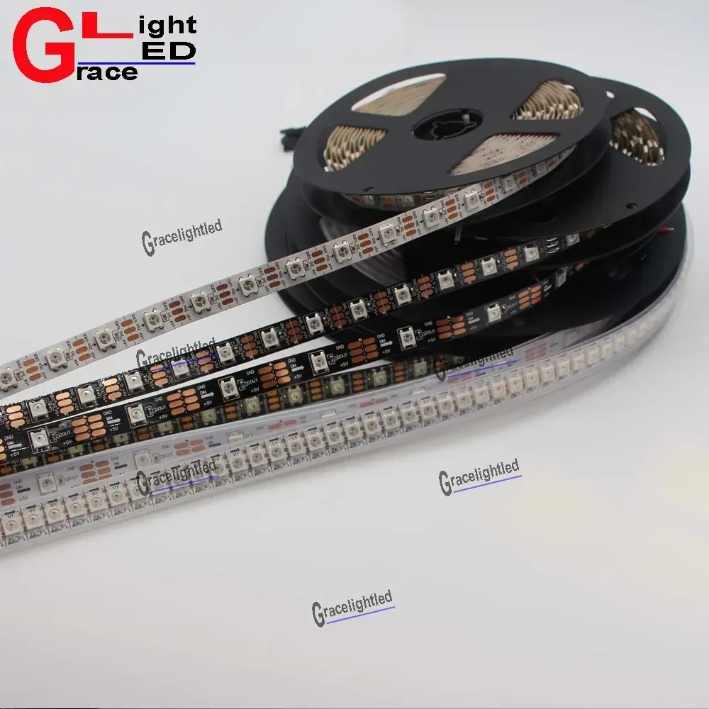 WS2812B 5050 RGB LED Strip 5M 150 300 Leds 144 30LED/M Individual Addressable 5V