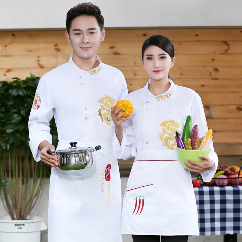 C663 Chef's Work Clothes Plus Size Chef Uniform Waiter Jacket Bakery Bread Coffee Western Restaurant Kitchen Baker Coat