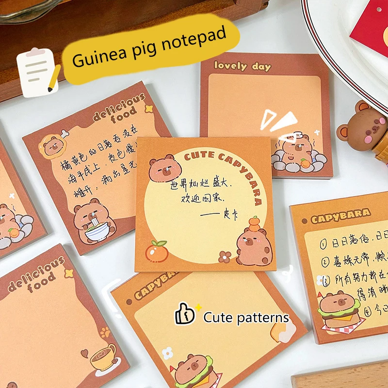 

50 Sheets Capybara Cartoon Animals Sticky Notes Pad Decorative Stationery Stickers Office School Supplies Children Gifts