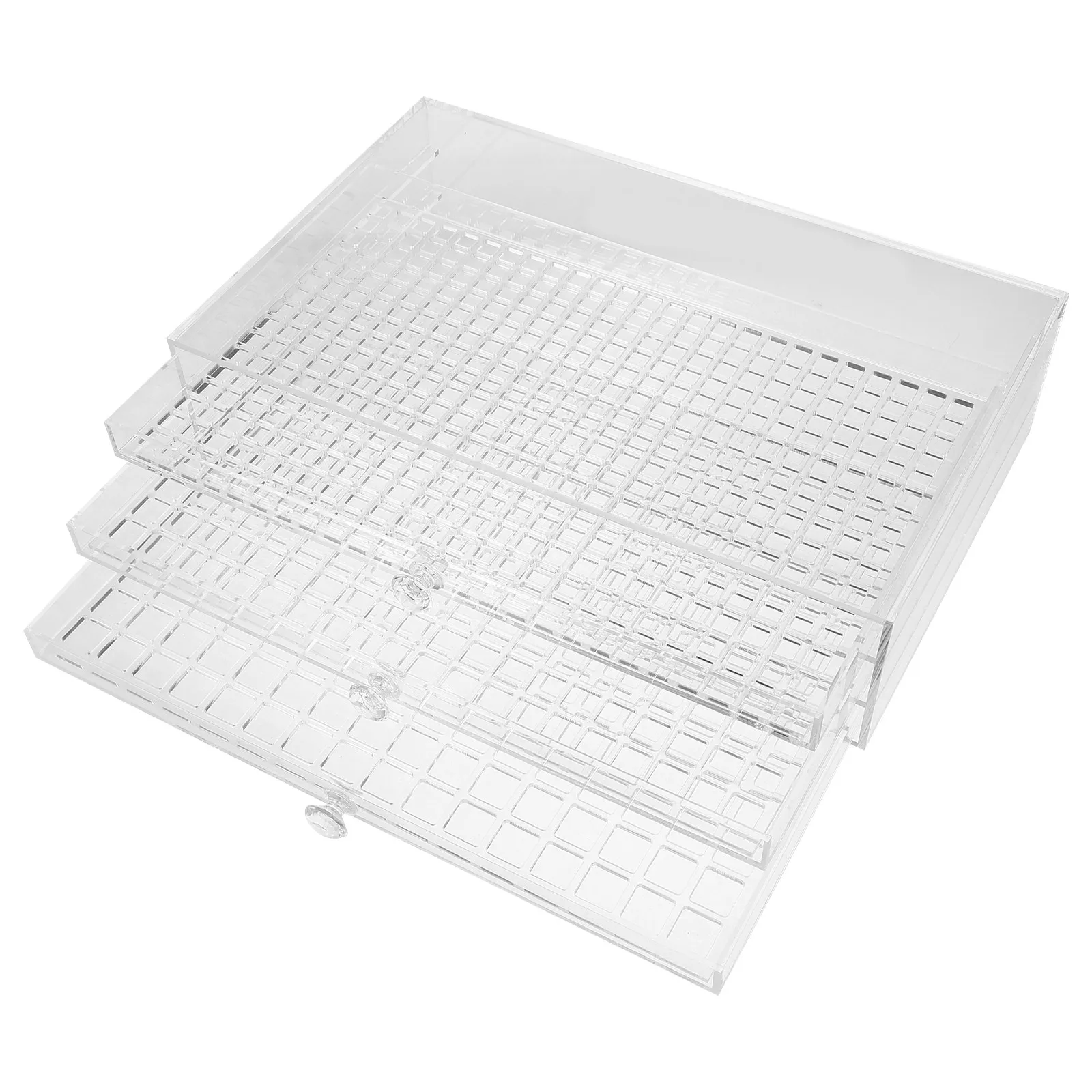 

Прозрачный акриловый настольный органайзер с 3 ящиками для хранения маникюрных принадлежностей, страз, бусин, материалов для рукоделия и инструментов для маникюра