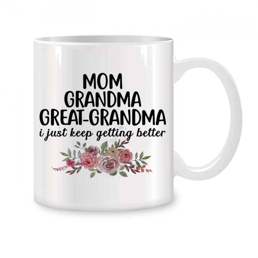 

Great Grandma Coffee Mugs For Her, Floral Grandma Gifts for Birthday Mothers Day Birthday Coffee Ceramic Tea Cups White 11 oz