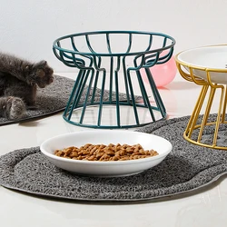 Cat Lift Bowl Metal Stand Pet Food Snacks Feeding Elevated Feeder Kitten Puppy Dish Dog Supplies Accessories