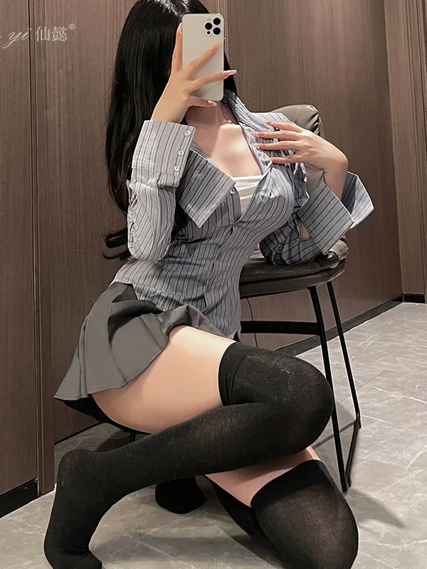 Women Wear New Skirt Set Summer Academy Style JK Popular Design Sense Waistband Long Sleeved Shirt Romantic Elegant Mature 3JZ0