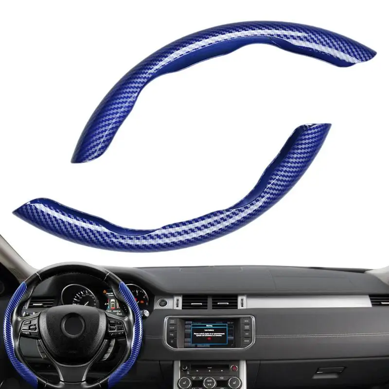 38cm Car Steering Wheel Cover Carbon Fiber Sports Ultra-thin Non-slip Card Cover Four Seasons General Handle Cover 2 Pcs