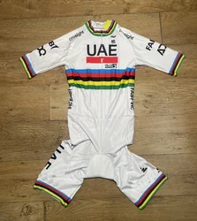 LASER CUT Skinsuit 2024 UAE TEAM World Champion Bodysuit SHORT Cycling Jersey Bike Bicycle Clothing Maillot Ropa Ciclismo