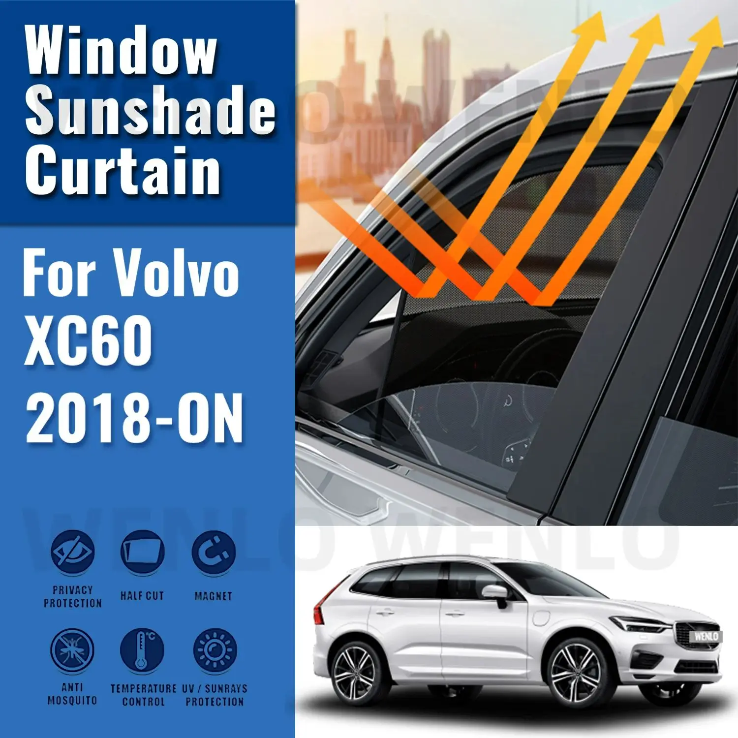 

For Volvo XC60 2ND 2018-2024 XC 60 Magnetic Car Sunshade Shield Front Windshield Frame Curtain Rear Side Window Sun Shade