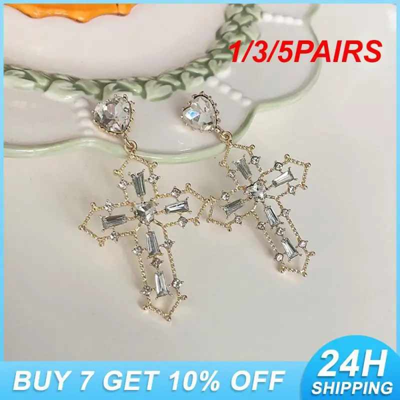 1/3/5PAIRS Zinc Alloy Material Earrings Fashionable And Versatile Popular Accessories Cross Womens Earrings