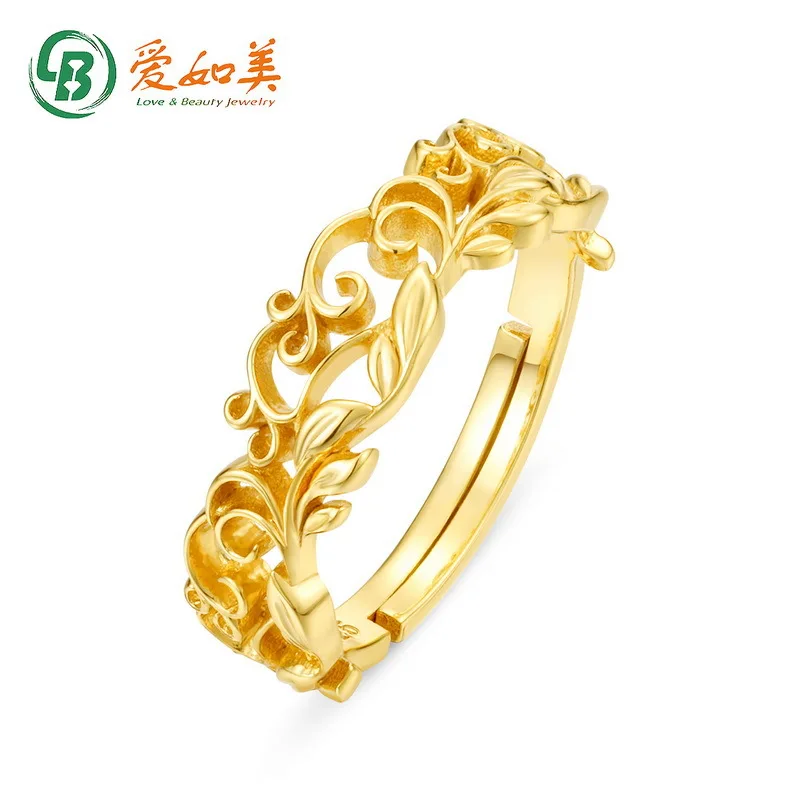 

Japanese Light Luxury Flower Leaf Vine 18K Gold PT950 Platinum Silver Plated 7-Layer Gold Ring Women's Seiko Retro Plant Leaf