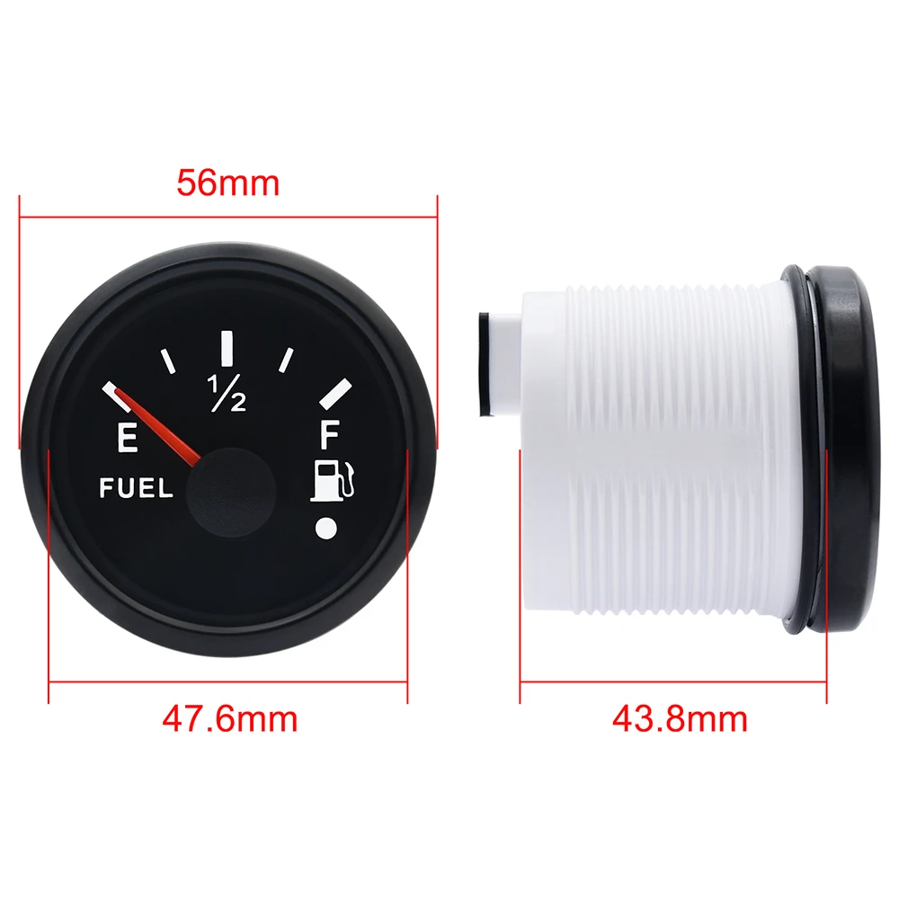 52MM Fuel Level Gauge 0-190 Ohm 7 LED Backlight With Alarm For Marine Car RV Camper Yacht Fuel Level Meter 12V/24V