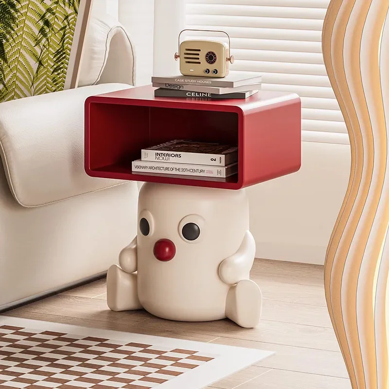 

Молочно-белая детская тумбочка с красным носом, современная детская мебель, креативная прикроватная тумбочка для детской спальни, декор небольшого пространства