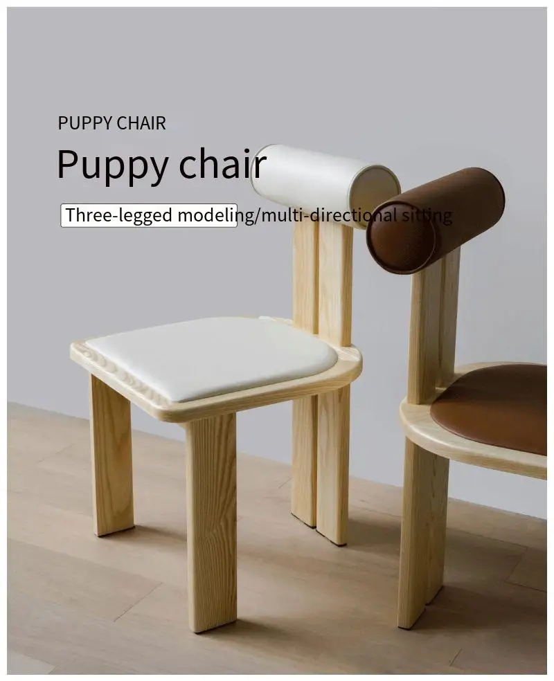 Dog shaped solid wood book chair Creative coffee shop leisure chairs Modern minimalist restaurant backrest dining chairs