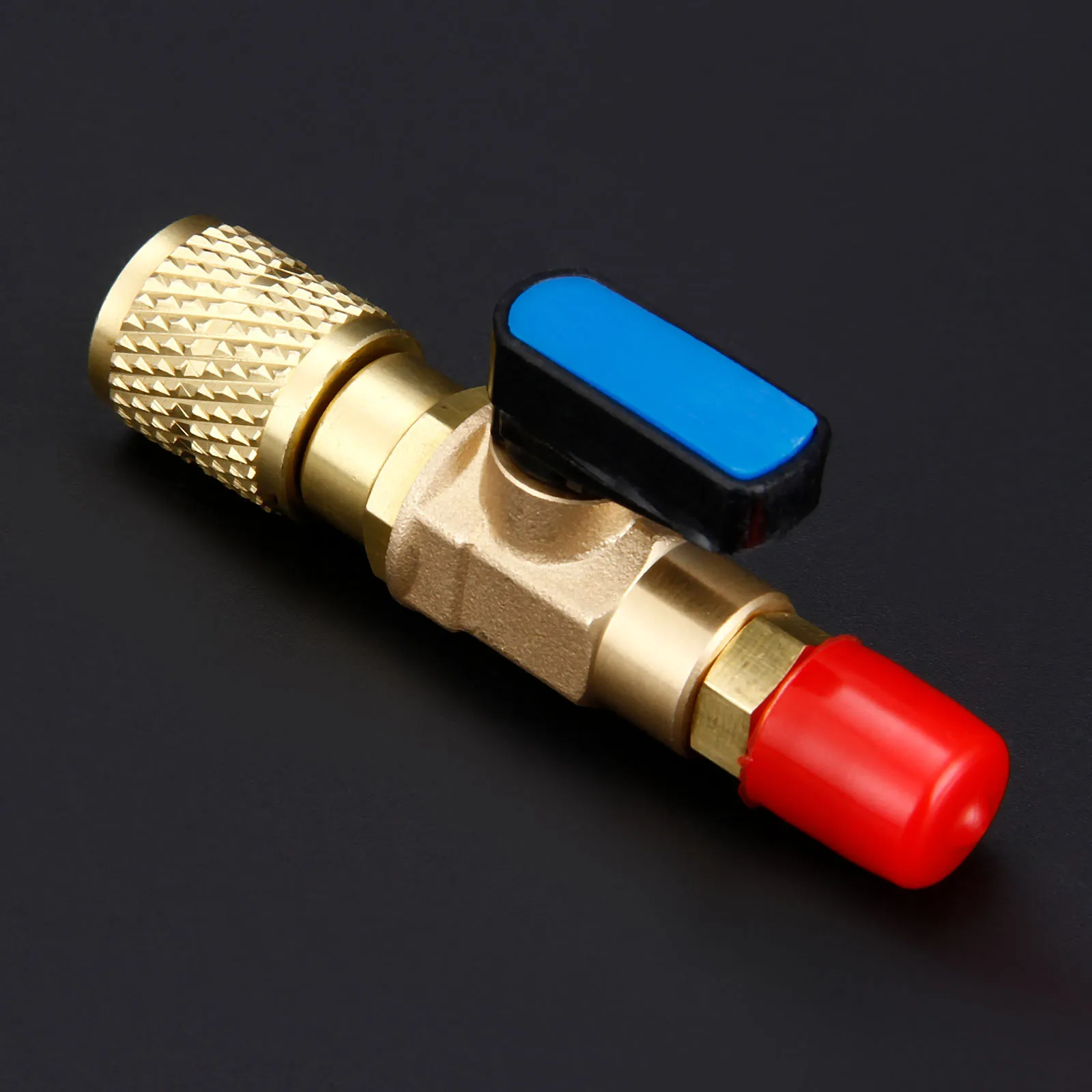 Refrigerant Ball Valve Adapter 1/4 SAE for Air Conditioner HVAC A/C Automotive Service Tool Straight Shut-Off Ball Valve Adapter