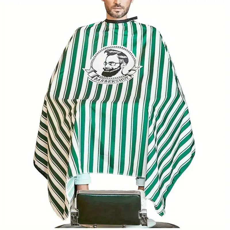 Professional Hairdressing Cape Green Striped Hair Cutting Apron for Men and Women Non-Stick Anti-static Haircut Aprons C0030A